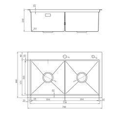 Chậu rửa bát Nobinox Lumia NJ522 - 2 hố cân, Inox 304 Posco cao cấp