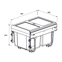 Thùng rác âm tủ Viola 503.39.631 - 2 ngăn 30L - Giảm chấn
