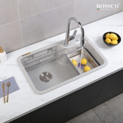 Chậu rửa chén đá 1 hộc bo góc BOSSCO BC-KT8150XKS Xám Kim Sa