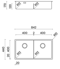 Chậu rửa bát Tasca Icon NT642U - Nhập khẩu 100% Italy