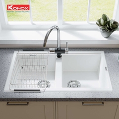 Chậu rửa bát đá Granite Konox Phoenix Smart 860 – White Silver