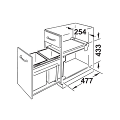 Thùng rác âm tủ Hafele 2 ngăn 502.72.761 - 2x15 Lít - Tủ 300mm
