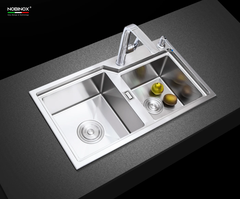 Chậu rửa bát Nobinox Lumia NJ512 - 2 hố lệch, Inox 304 Posco siêu dày