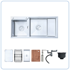 Chậu rửa bát Nobinox Razia NJ575 - Size Đại 1130mm, Inox 304 POSCO