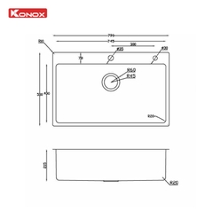 Chậu rửa bát Turkey Sink STELO 790 — Inox 304, 1 hố, Nhập Thổ Nhĩ Kỳ