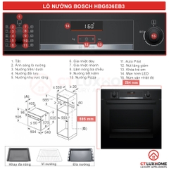 Lò nướng 71L AutoPilot 10  Bosch HBG536EB3 Serie 6