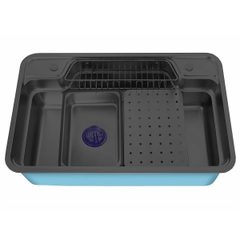 Chậu rửa bát 7848 tặng phụ kiện - Đen nano inox 304