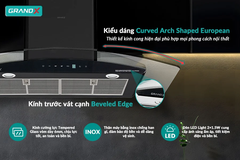 Hút mùi kính cong GrandX GX H90C62M - 1050m3/h Premium