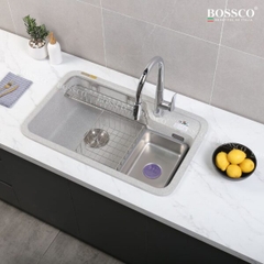 Chậu rửa chén đá 1 hộc bo góc BOSSCO BC-KT8150XKS Xám Kim Sa