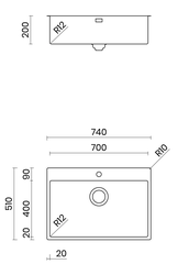 Chậu rửa bát Tasca Pura NT675T - Nhập khẩu Ý, 740mm Lắp Dương