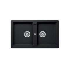 Chậu đá Hafele HS19-GEN2S90 570.36.300 – Chậu rửa bát 2 hố màu đen, chất liệu Granstone