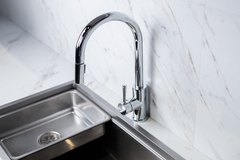 Vòi rửa bát dây rút GXF05 Dual Spray - Inox 304 Mạ PVD Chrome