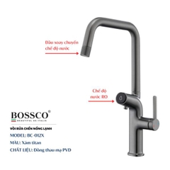 Vòi rửa chén nóng lạnh BOSSCO BC-012X Xám Titan