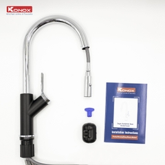 Vòi rửa bát dây rút Konox Ponte Black
