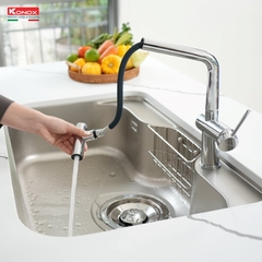 Vòi rửa bát Konox Volta Chrome - Dây rút nóng lạnh