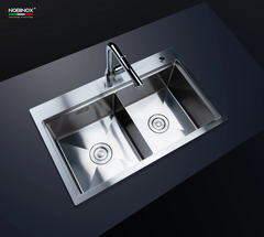 Chậu rửa bát Nobinox Lumia NJ522 - 2 hố cân, Inox 304 Posco cao cấp
