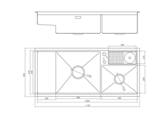 Chậu rửa bát Nobinox Razia NJ577 - 2 hố lệch Size Đại, Tích hợp Xịt cốc