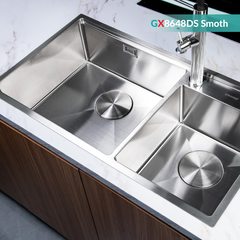 Chậu rửa bát 2 hố GrandX GX8648DS Smooth - Inox 304 Cao Cấp