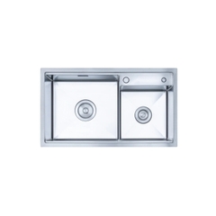 Chậu rửa bát Nobinox Lumia NJ507D - 2 hố lệch, Hạt Linen chống xước