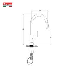 Vòi rửa bát Konox Reno - Inox SS304 nguyên khối