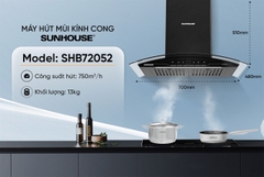 Máy hút mùi kính cong SUNHOUSE SHB72052