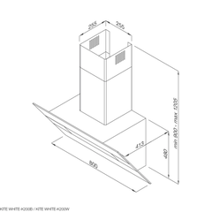 Máy hút mùi kính vát Malloca Kite White K200W - Nhập khẩu Ý
