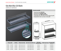 Giá bát cố định GrandX XF.60S – XF.70S – XF.80S – XF.90S Inox 304 2 tầng