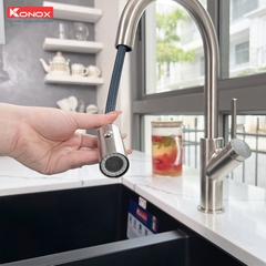 Vòi rửa bát dây rút Konox Ponte Nickel