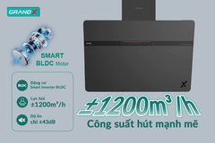 Hút mùi kính vát GrandX GX H90S86G - Luxury - 900mm - BLDC 110W, 1200m³/h