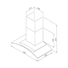 Máy hút mùi kính vát Malloca MC 9077LCD - Công suất ưu việt