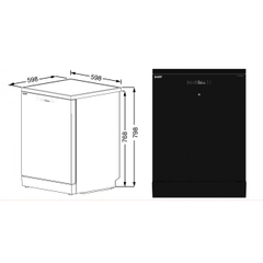 Máy rửa chén KAFF KF-S17805B LUX - Hé cửa auto đóng, PTC