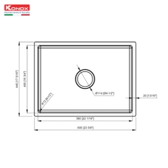 Chậu rửa bát 1 hố chống xước Konox KN6044SU Dekor