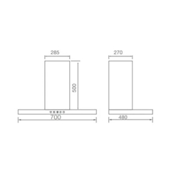 Máy hút mùi Canzy CZ HE70SS - Chữ T Inox sáng