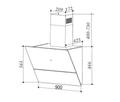Máy Hút Mùi Bauer BC 90ES - Kính vát 90cm