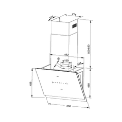 Máy hút mùi áp tường Malloca MC 60GTC - Mặt kính đen