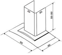 Máy Hút Mùi Bauer BC 90SBL | Kính Cong 900mm