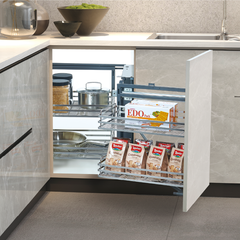 Kệ Góc Liên Hoàn Nan Dẹt GrandX XMC.45S1 (L/R) Inox SUS304