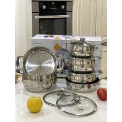 Bộ nồi inox AN06V Arber 6 món inox 304 kèm xửng hấp