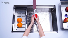 Chậu rửa bát Artinox Titanium NA885U - Size Đại 860mm, Lắp âm Ý