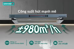 Hút mùi âm tủ GrandX GX H70F72SG -  Smart Inverter BLDC - Cực mạnh mà êm