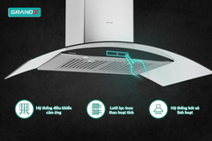 Hút mùi kính cong GrandX GX H70C55 – Cực êm ái hút khỏe 980m³/h