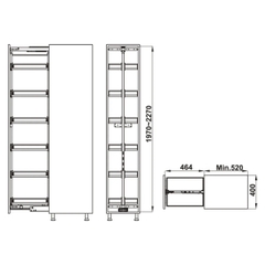 Phụ kiện tủ cao Hafele KARA PULL (595.80.803) - Tủ kho kéo 6 tầng