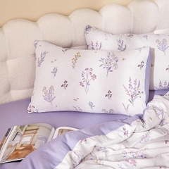 Bộ ga chun vỏ chăn Goodnight Bamboo 4CT màu tím họa tiết