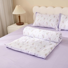 Bộ ga chun vỏ chăn Goodnight Bamboo 4CT màu tím họa tiết