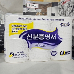 KM LỐC 6 Cuộn Giấy Không Lõi Hàn Quốc LUCKY Tặng 1 Bịch giấy topgia 7k (2)