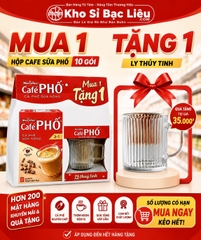 KM HỘP 10 GÓI CAFE PHỐ NÓNG ( CAFE SỮA ) TẶNG KÈM LY THUỶ TINH LỚN (4)