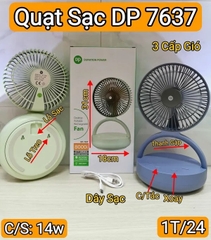Quạt Tích Điện DP 7637 Xoay Có Led Loại Xịn (30) '