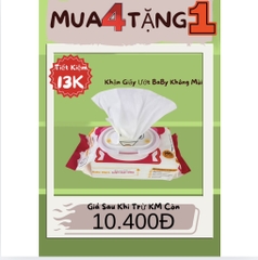 KM🎁Khăn Giấy Ướt Bịch Lớn 600 -650grm ( Trọng Lượng Giấy 250g) Baby không mùi ( MUA 4 TẶNG 1) ( TẶNG THÌ KO CK( 2))