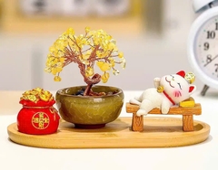 BỘ 4 MÓN CÂY TIỀN PHA LÊ , HỦ VÀNG VÀ MÈO KÈM ĐẾ , PHONG THUỶ MAY MẮN TÀI LỘC (10)