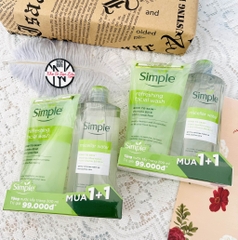 KM SỮA RỬA MẶT SIMPLE XANH LÁ 150ml CHO DA NHẠY CẢM + TẶNG 1 TẨY TRANG 200ml (Ko áp dụng giảm 10)